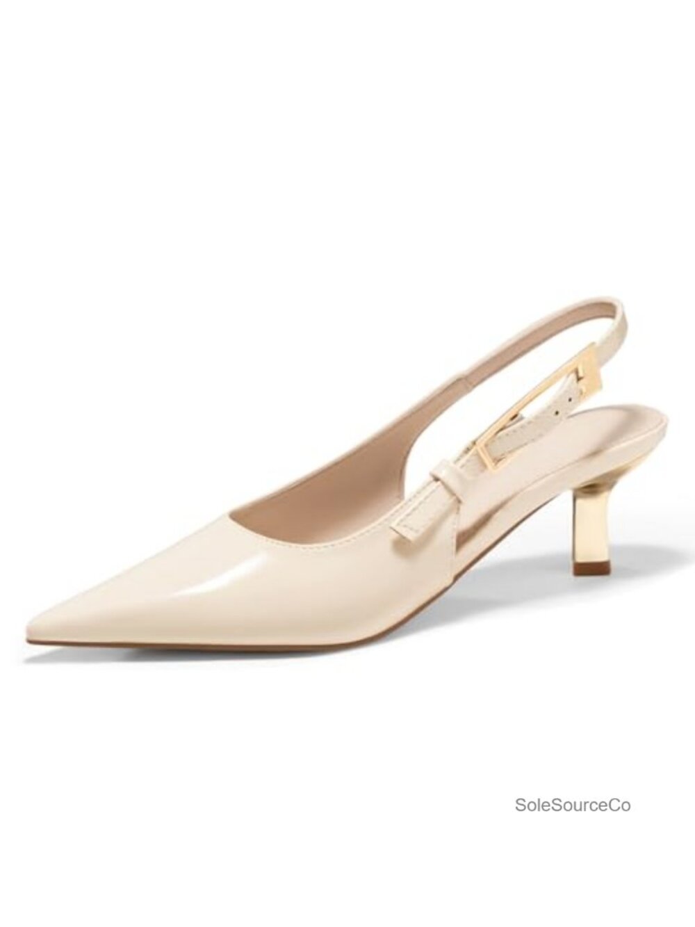 Slingback Kitten Heels Closed Pointed Toe Pumps Buckle Strap Wedding Party